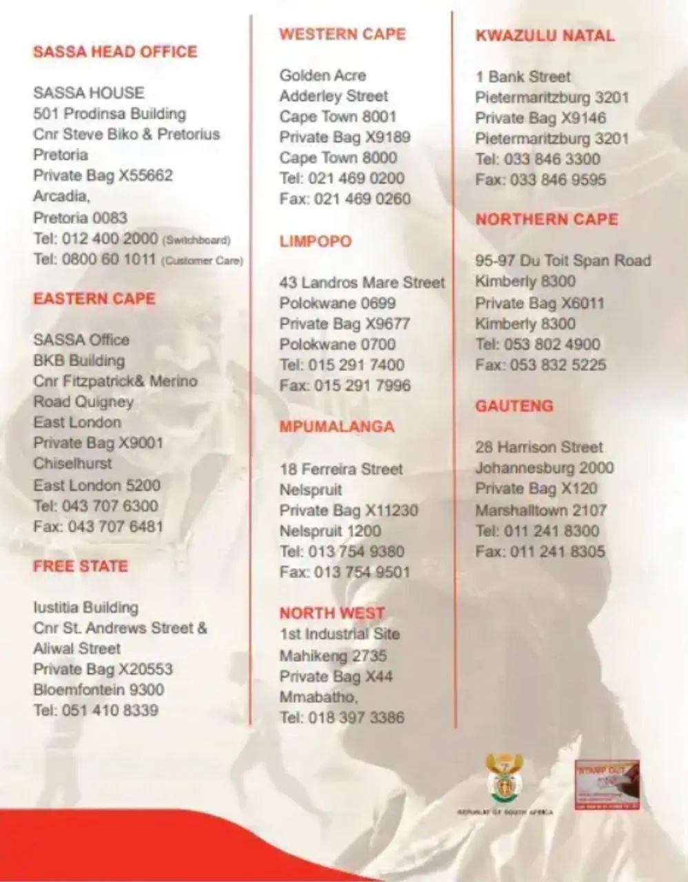 SASSA Contact Details: Office Addresses and Numbers 2 SASSA contact details