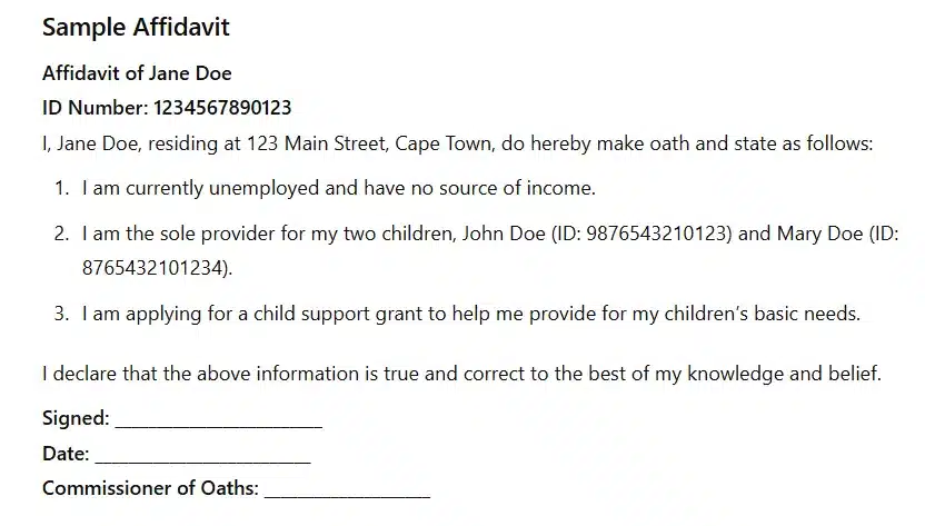 SASSA Affidavit and E-forms in PDF Format 1 how to write SASSA grant affidavit
